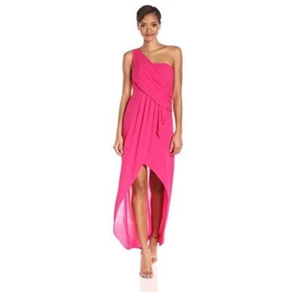 bcbg pink one shoulder dress Armoire